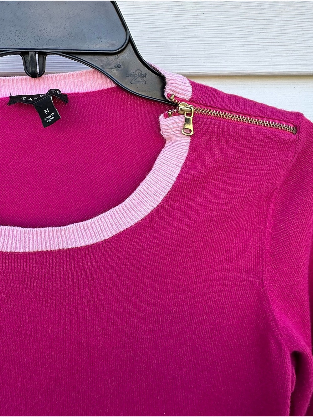 Talbots Women's Magenta Contrast-Hem Sweater - Picture 6 of 6